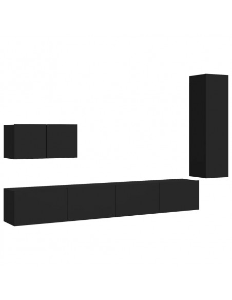 Set di Mobili Porta TV 4 pz Nero in Legno Multistrato