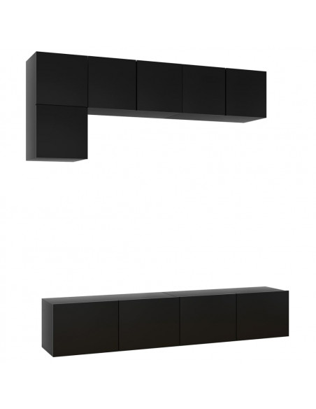 Set di Mobili Porta TV 5 pz Nero in Legno Multistrato