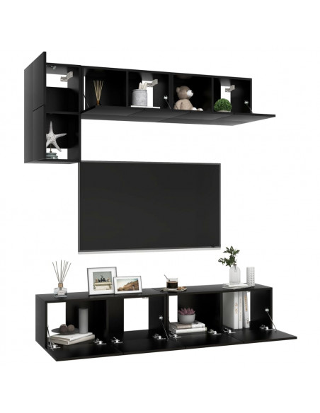 Set di Mobili Porta TV 5 pz Nero in Legno Multistrato