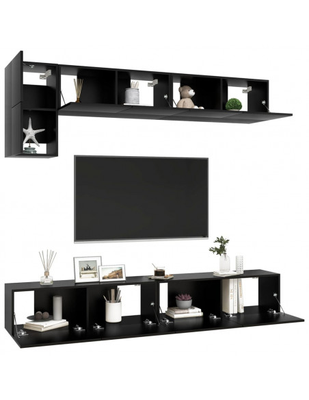 Set di Mobili Porta TV 5 pz Nero in Legno Multistrato