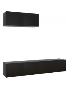 Mobili Porta TV 3 pz Neri in Legno Multistrato 2