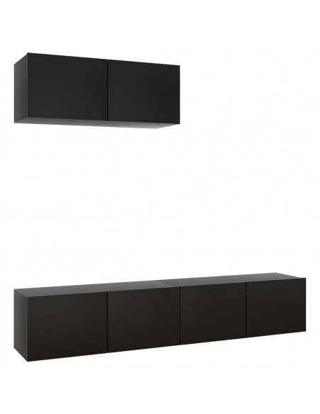 Mobili Porta TV 3 pz Neri in Legno Multistrato