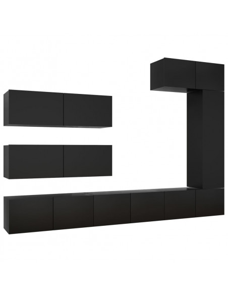 Set di Mobili Porta TV 7 pz Nero in Legno Multistrato