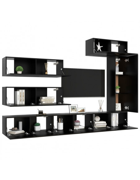 Set di Mobili Porta TV 7 pz Nero in Legno Multistrato