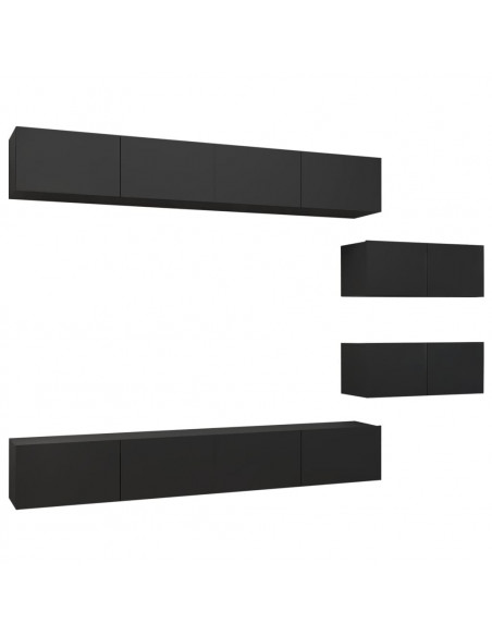 Set di Mobili Porta TV 6 pz Nero in Legno Multistrato