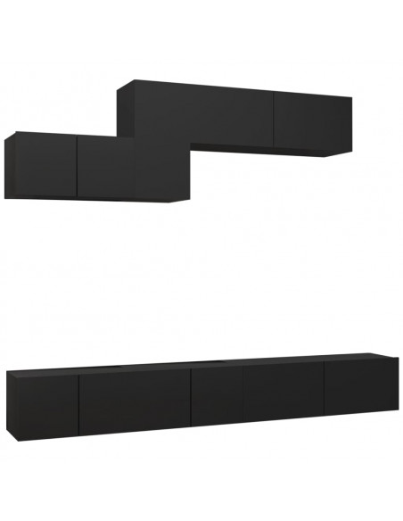 Set di Mobili Porta TV 6 pz Nero in Legno Multistrato