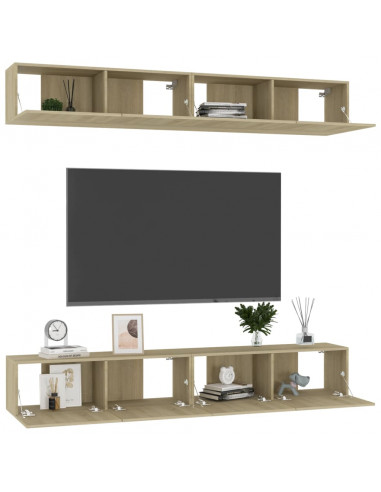 Mobili Porta TV 4pz Rovere Sonoma 100x30x30cm Legno Multistrato