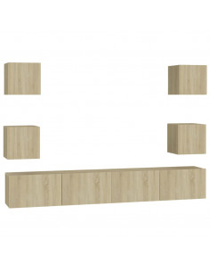 Set di Mobili TV 6 pz Rovere Sonoma in Legno Multistrato 2