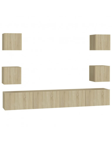 Set di Mobili TV 6 pz Rovere Sonoma in Legno Multistrato