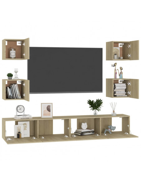 Set di Mobili TV 6 pz Rovere Sonoma in Legno Multistrato