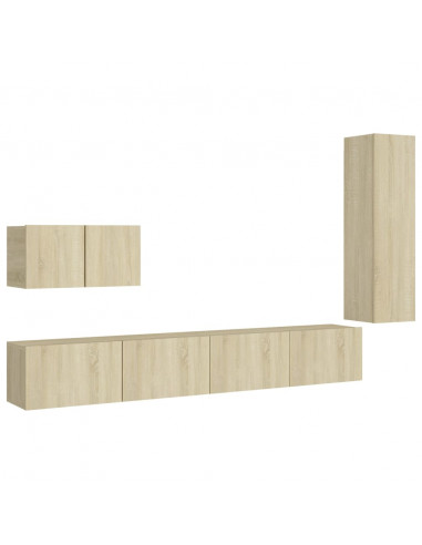 Set di Mobili Porta TV 4 pz Rovere Sonoma in Legno Multistrato