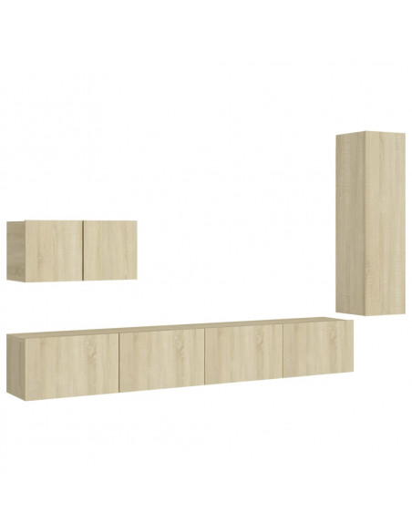 Set di Mobili Porta TV 4 pz Rovere Sonoma in Legno Multistrato