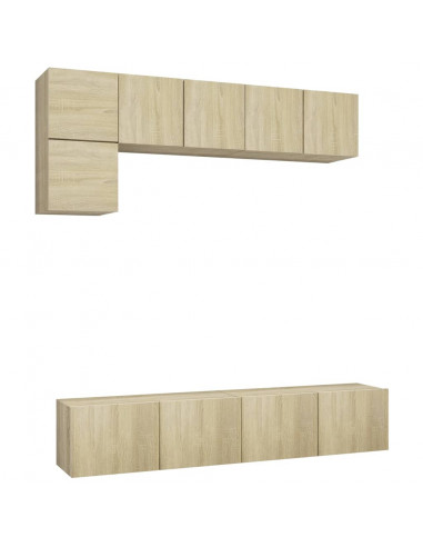 Set di Mobili TV 5 pz Rovere Sonoma in Legno Multistrato
