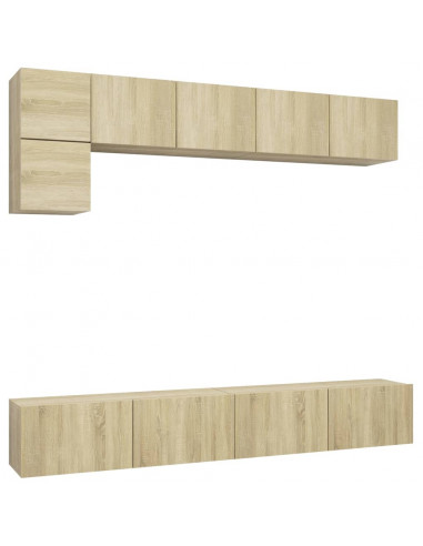 Set di Mobili TV 5 pz Rovere Sonoma in Legno Multistrato