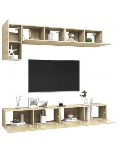 Set di Mobili TV 5 pz Rovere Sonoma in Legno Multistrato