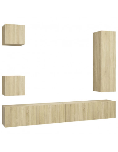 Set di Mobili TV 5 pz Rovere Sonoma in Legno Multistrato