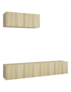 Mobili Porta TV 3 pz Rovere Sonoma in Legno Multistrato 2