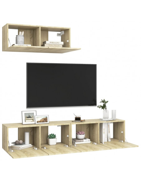 Mobili Porta TV 3 pz Rovere Sonoma in Legno Multistrato