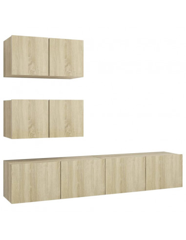 Set di Mobili Porta TV 4 pz Rovere Sonoma in Legno Multistrato