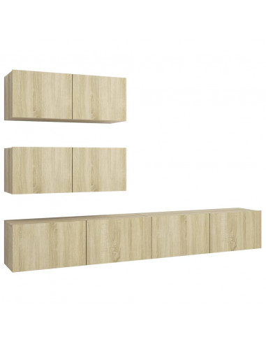Set di Mobili Porta TV 4 pz Rovere Sonoma in Legno Multistrato