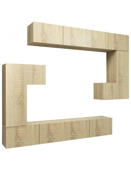 Set Mobili Porta TV 8pz Rovere Sonoma in Legno Multistrato