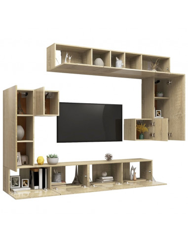 Set Mobili Porta TV 8pz Rovere Sonoma in Legno Multistrato