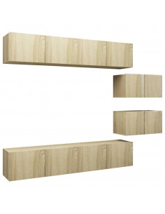 Set di Mobili Porta TV 6 pz Rovere Sonoma in Legno Multistrato 2