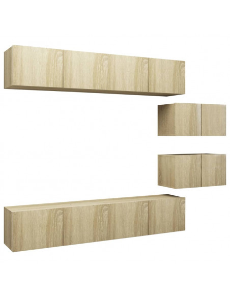Set di Mobili Porta TV 6 pz Rovere Sonoma in Legno Multistrato