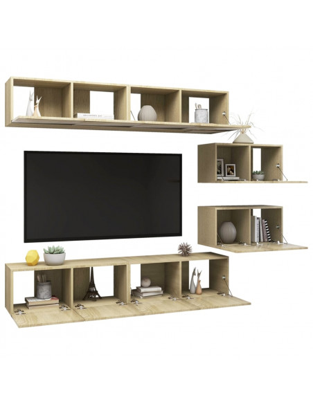 Set di Mobili Porta TV 6 pz Rovere Sonoma in Legno Multistrato