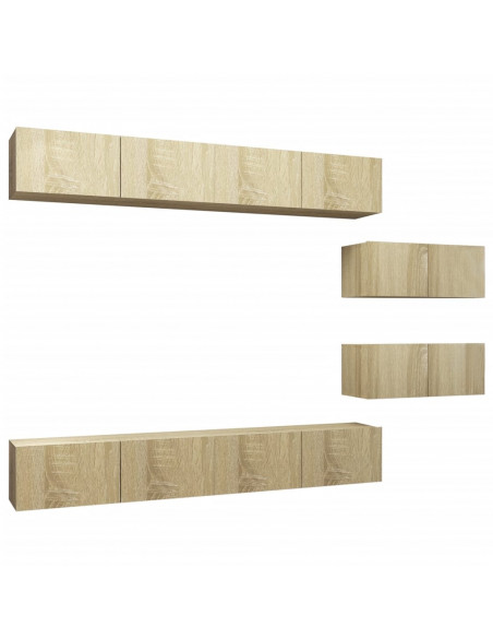 Set di Mobili Porta TV 6 pz Rovere Sonoma in Legno Multistrato