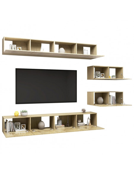 Set di Mobili Porta TV 6 pz Rovere Sonoma in Legno Multistrato