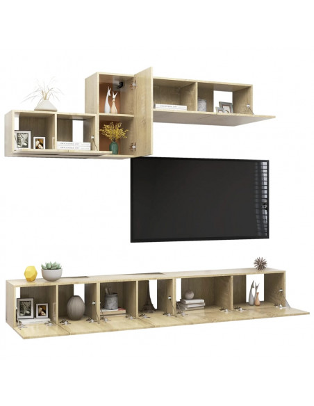 Set di Mobili Porta TV 6 pz Rovere Sonoma in Legno Multistrato