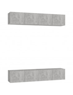 Mobili TV 4 pz Grigio Cemento 80x30x30 cm in Legno Multistrato 2