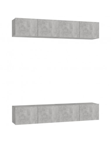 Mobili TV 4 pz Grigio Cemento 80x30x30 cm in Legno Multistrato