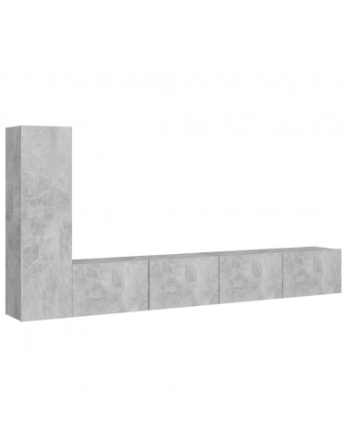 Set di Mobili Porta TV 3 pz Grigio Cemento in Legno Multistrato