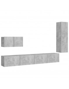 Set di Mobili Porta TV 4 pz Grigio Cemento in Legno Multistrato 2