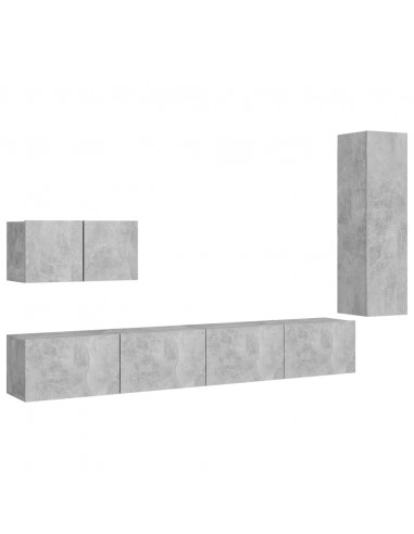 Set di Mobili Porta TV 4 pz Grigio Cemento in Legno Multistrato