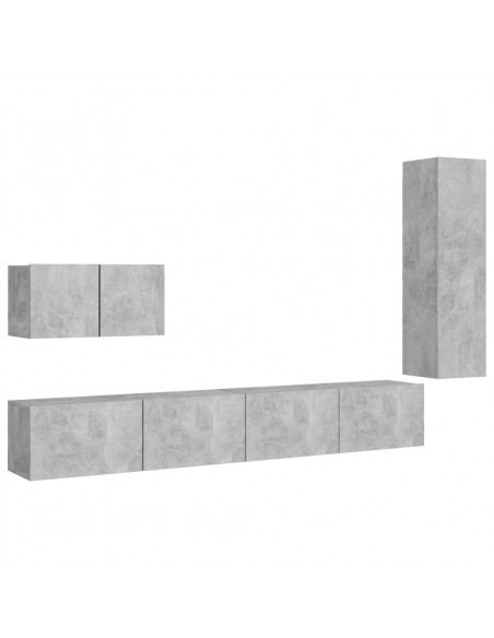Set di Mobili Porta TV 4 pz Grigio Cemento in Legno Multistrato