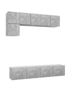 Set di Mobili Porta TV 5 pz Grigio Cemento in Legno Multistrato 2