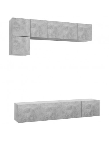 Set di Mobili Porta TV 5 pz Grigio Cemento in Legno Multistrato