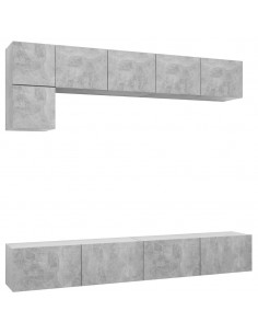 Set di Mobili Porta TV 5 pz Grigio Cemento in Legno Multistrato 2
