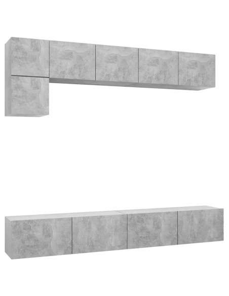 Set di Mobili Porta TV 5 pz Grigio Cemento in Legno Multistrato