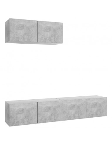 Mobili Porta TV 3 pz Grigio Cemento in Legno Multistrato