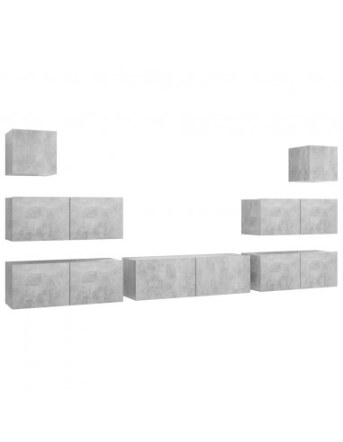 Set di Mobili Porta TV 7 pz Grigio Cemento in Legno Multistrato