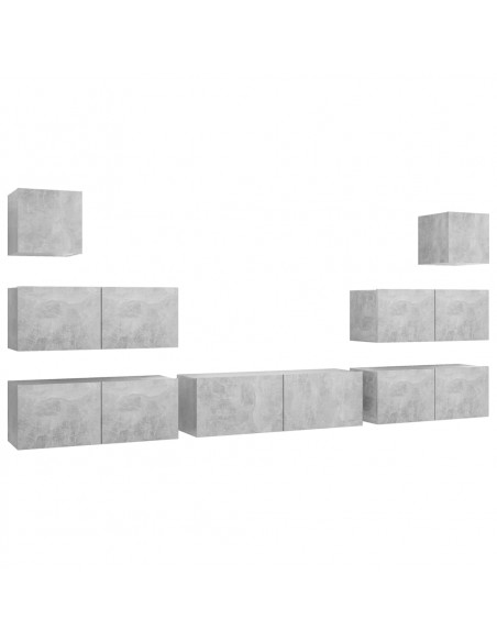 Set di Mobili Porta TV 7 pz Grigio Cemento in Legno Multistrato