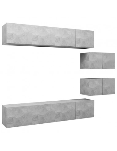Set di Mobili Porta TV 6 pz Grigio Cemento in Legno Multistrato