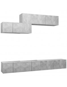 Set di Mobili Porta TV 6 pz Grigio Cemento in Legno Multistrato 2