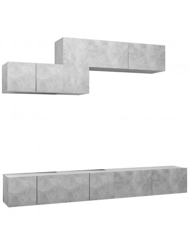 Set di Mobili Porta TV 6 pz Grigio Cemento in Legno Multistrato