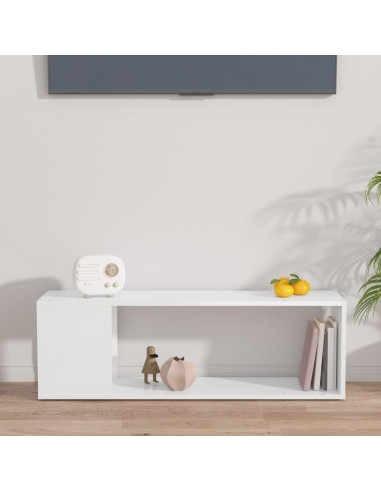 Mobile TV Bianco Lucido 100x24x32 cm in Truciolato