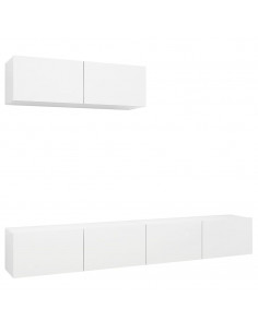 Mobili Porta TV 3 pz Bianchi in Legno Multistrato 2